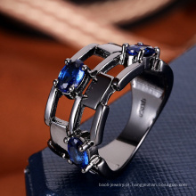 Acessórios mulheres anel de moda china safira azul anel de pedra modelo